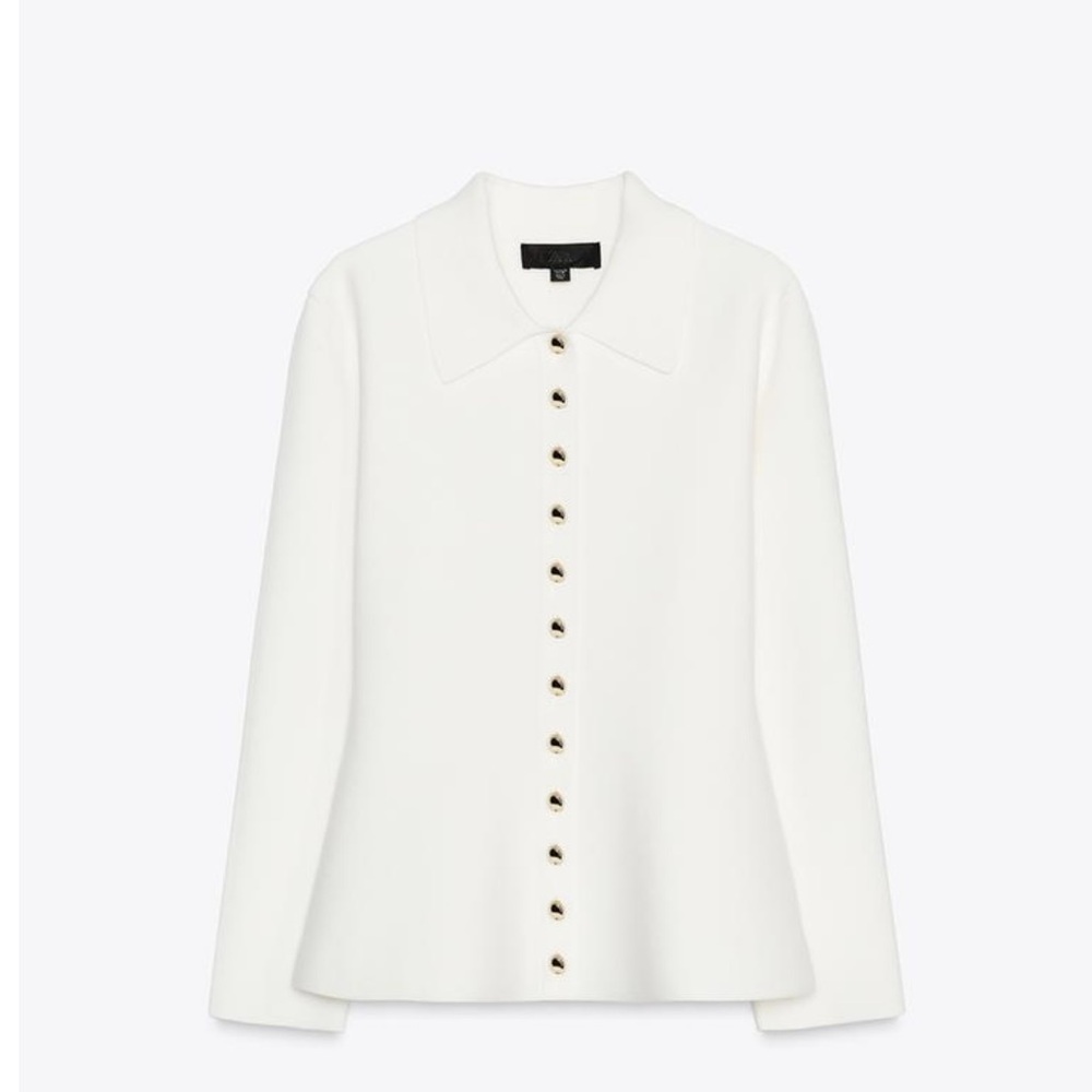 Elegant White Peplum Cardigan